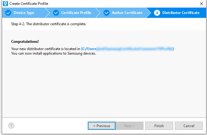 TizenCertificateCreationComplete