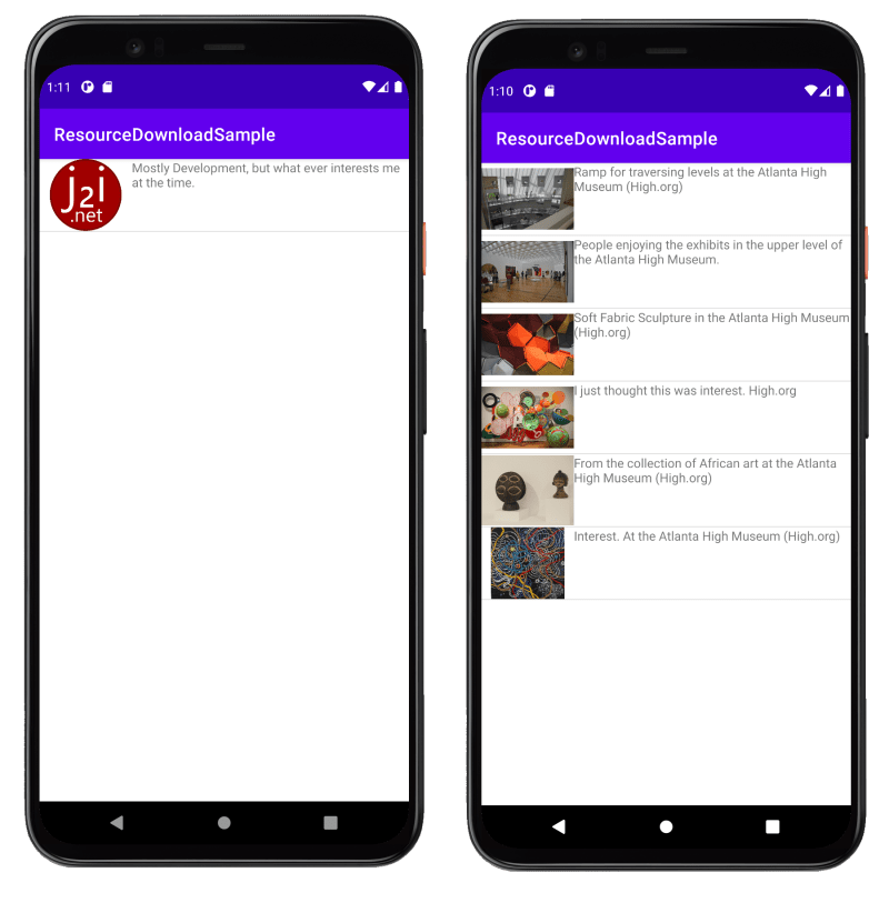 The application with only the packaged content and the web content.