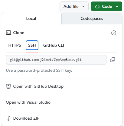 A git repository showing the SSH URL.