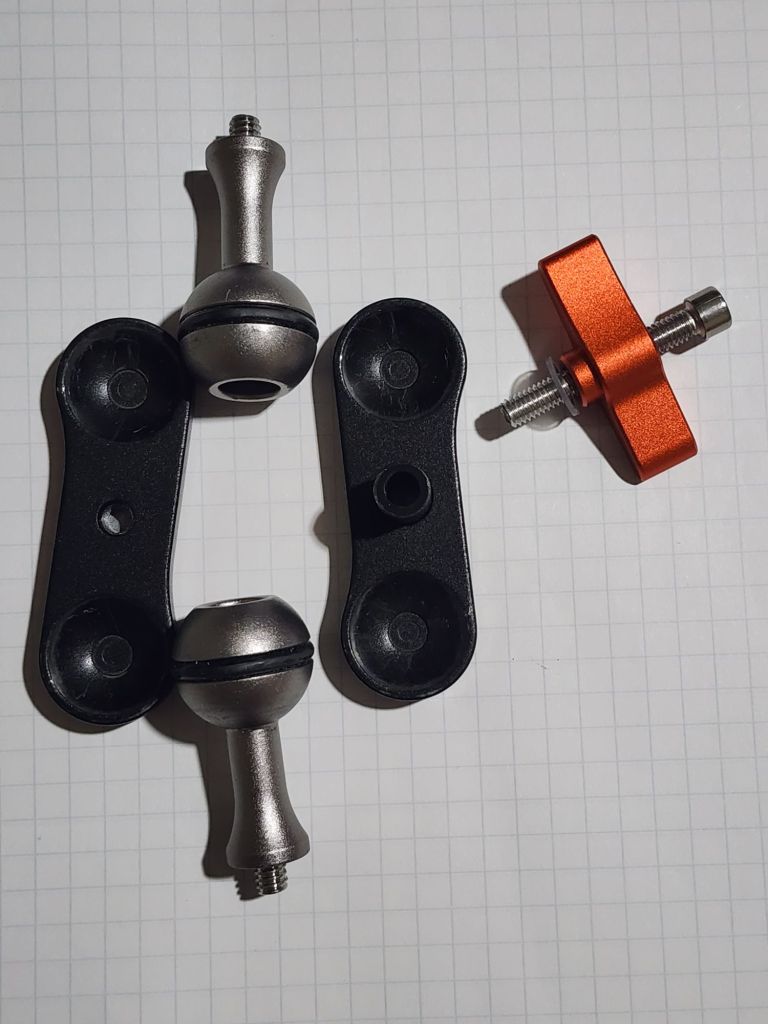 Disassembled Butterfly Clamp and Ball Mounts